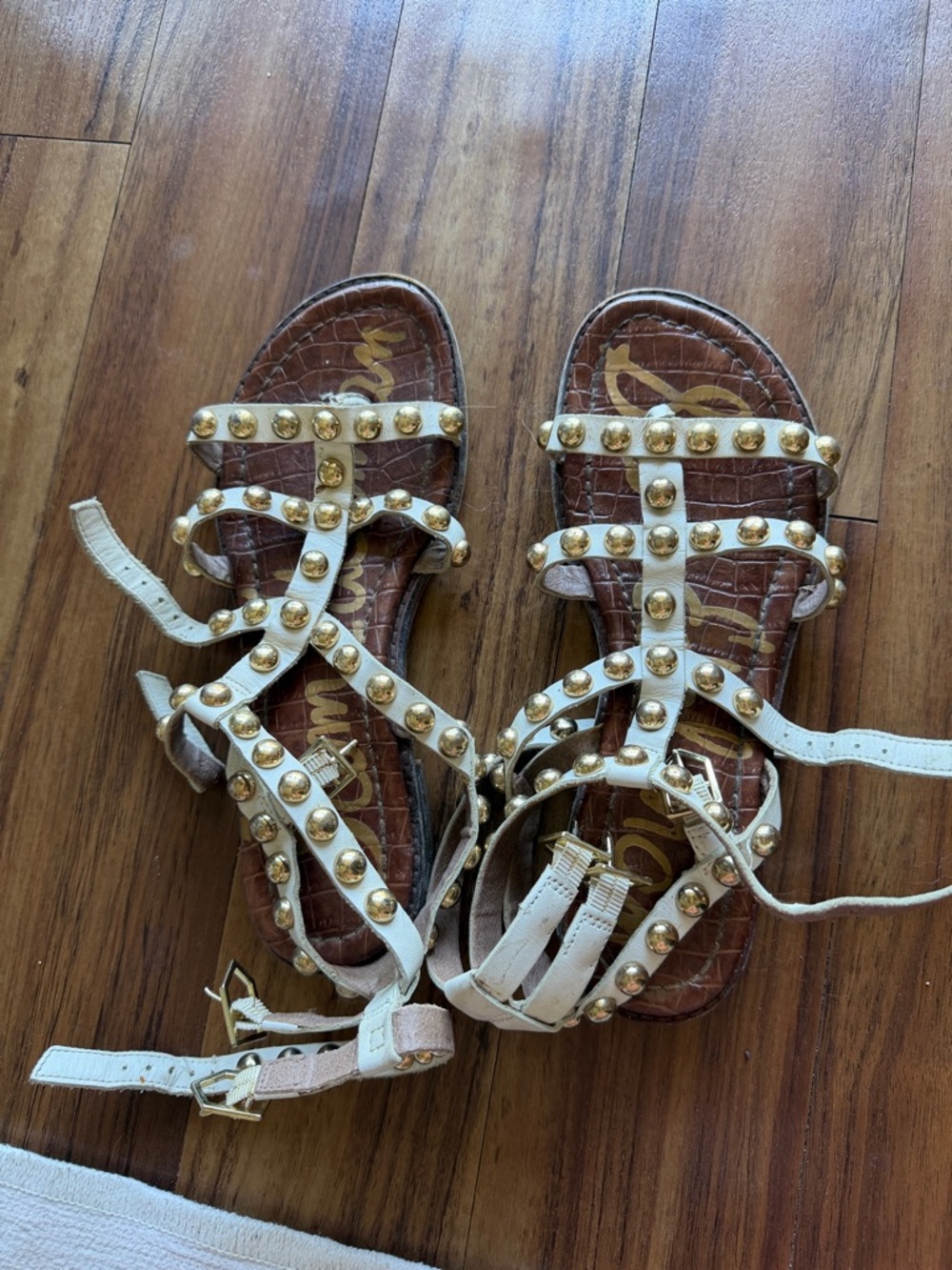 Sam Edelman Studded Gladiator Sandals in White